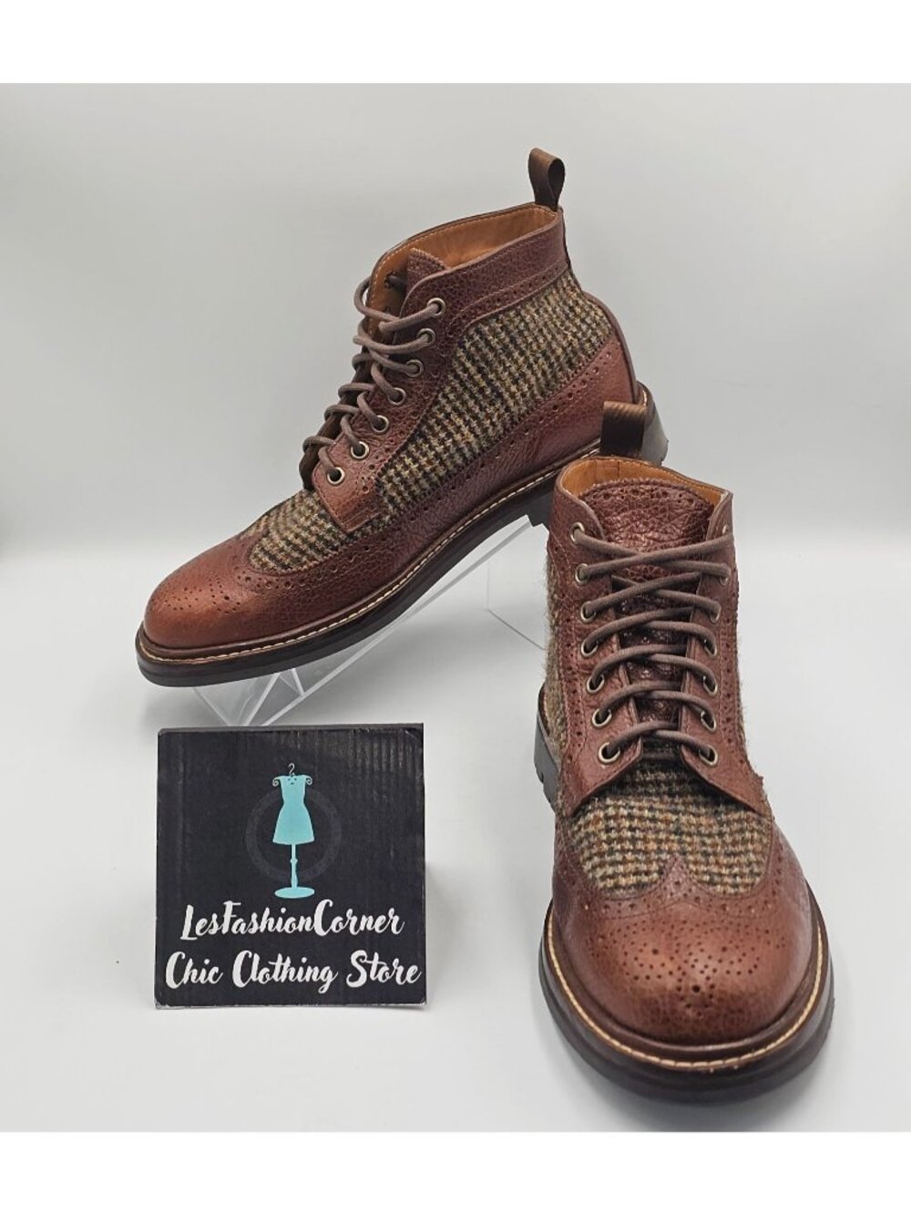 NWOB Taft Men's Brown Leather Tweed  The Boston Longwing Boots Size 9D 3654